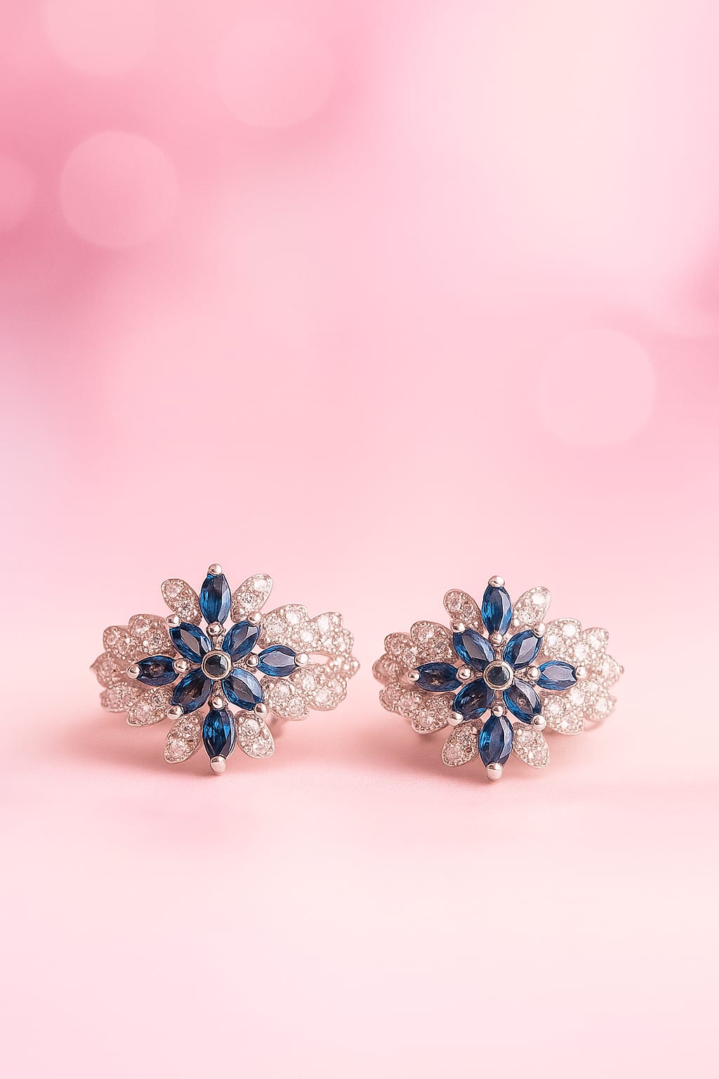 Blue Crystal Bloom Earrings