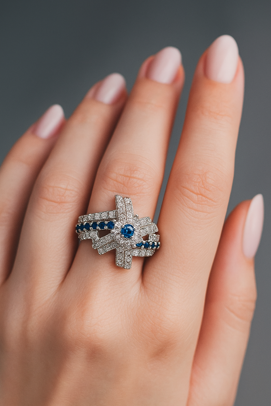 Sapphire Cross Elegance Ring