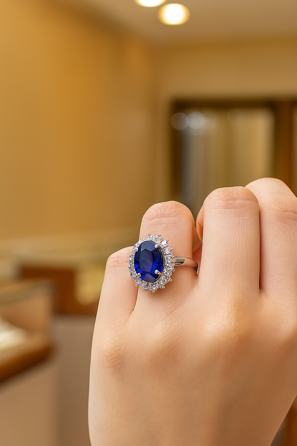 Royal Sapphire Halo Ring