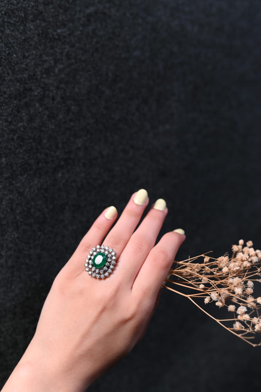 Green Grace Silver Ring