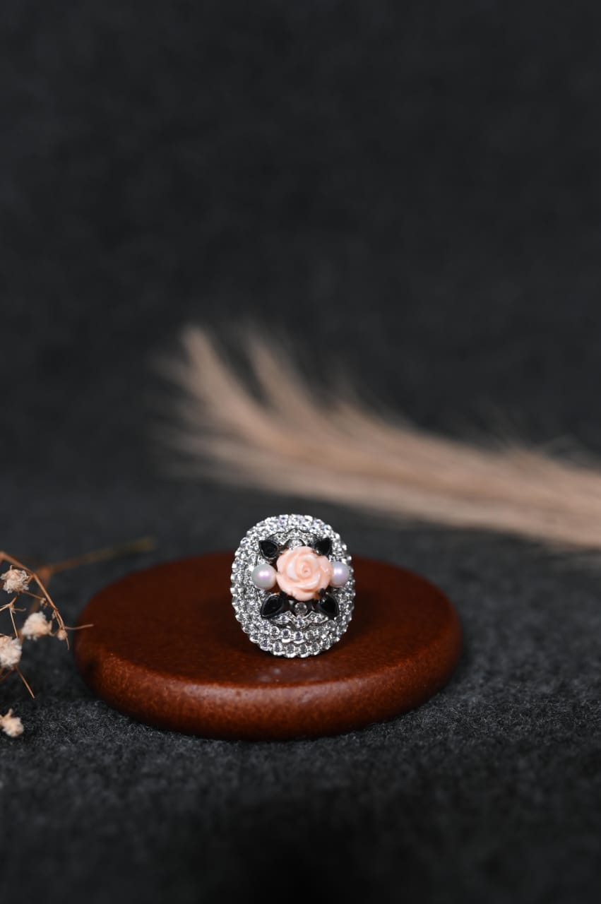 Antique Rose Silver Ring