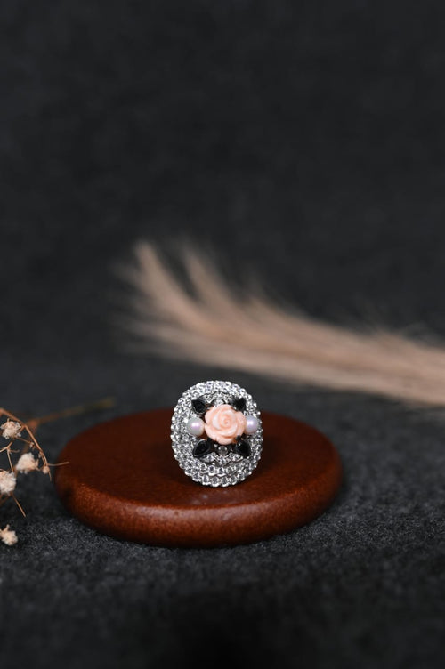 Antique Rose Silver Ring