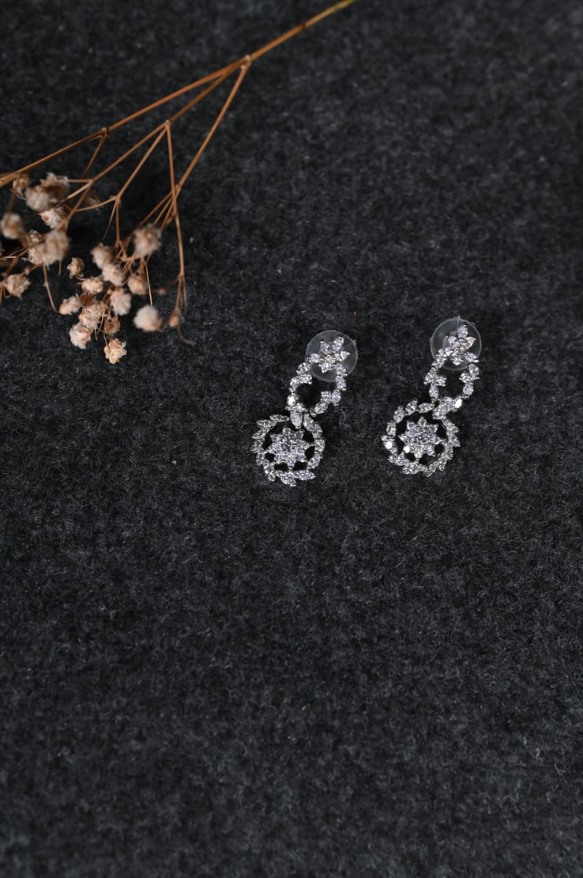 silver zircon diamond Earring