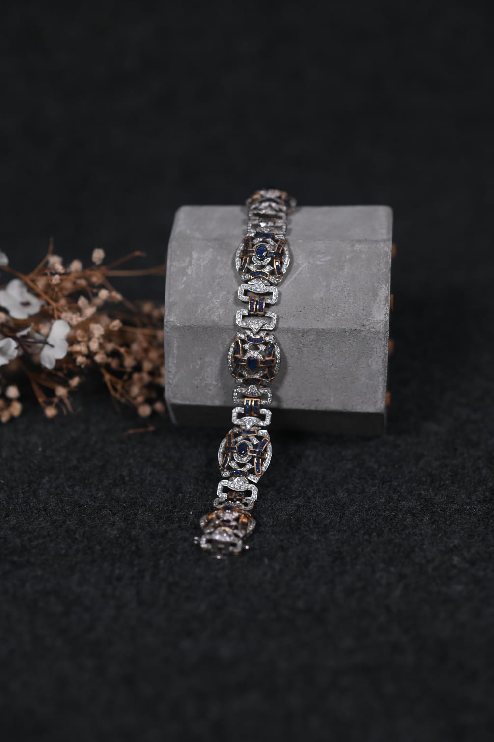 silver blue bracelet