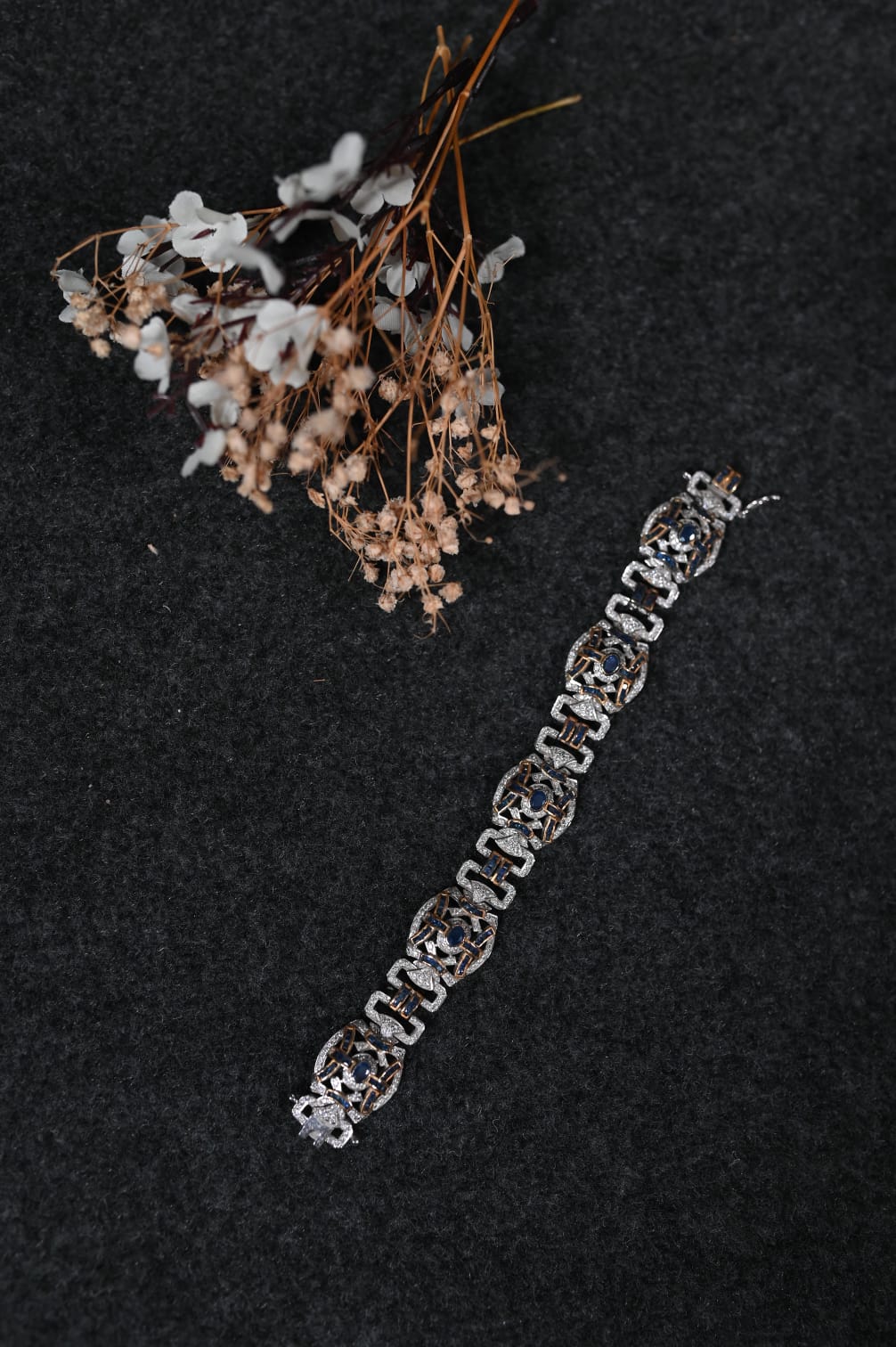 silver blue bracelet