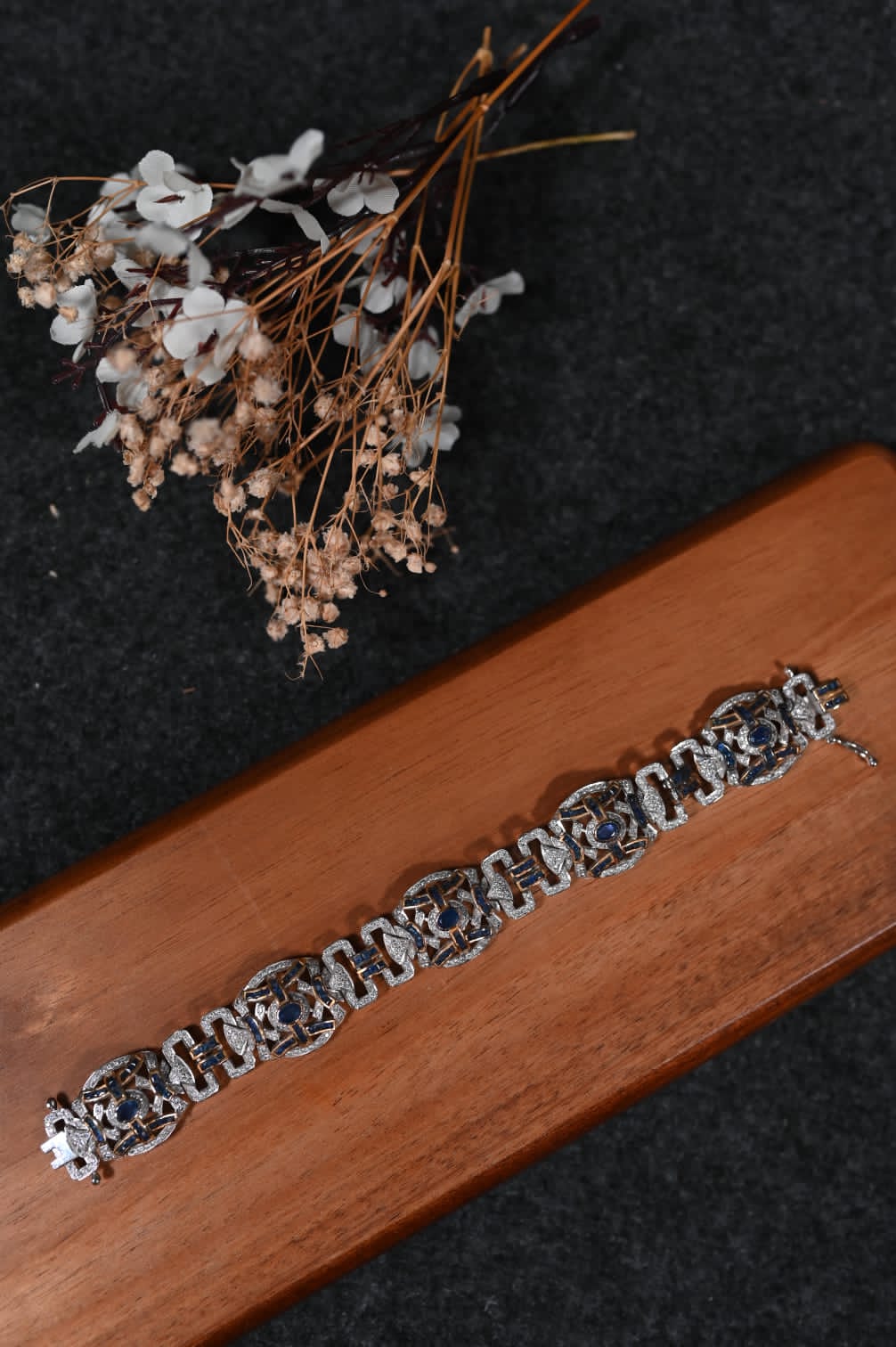 silver blue bracelet