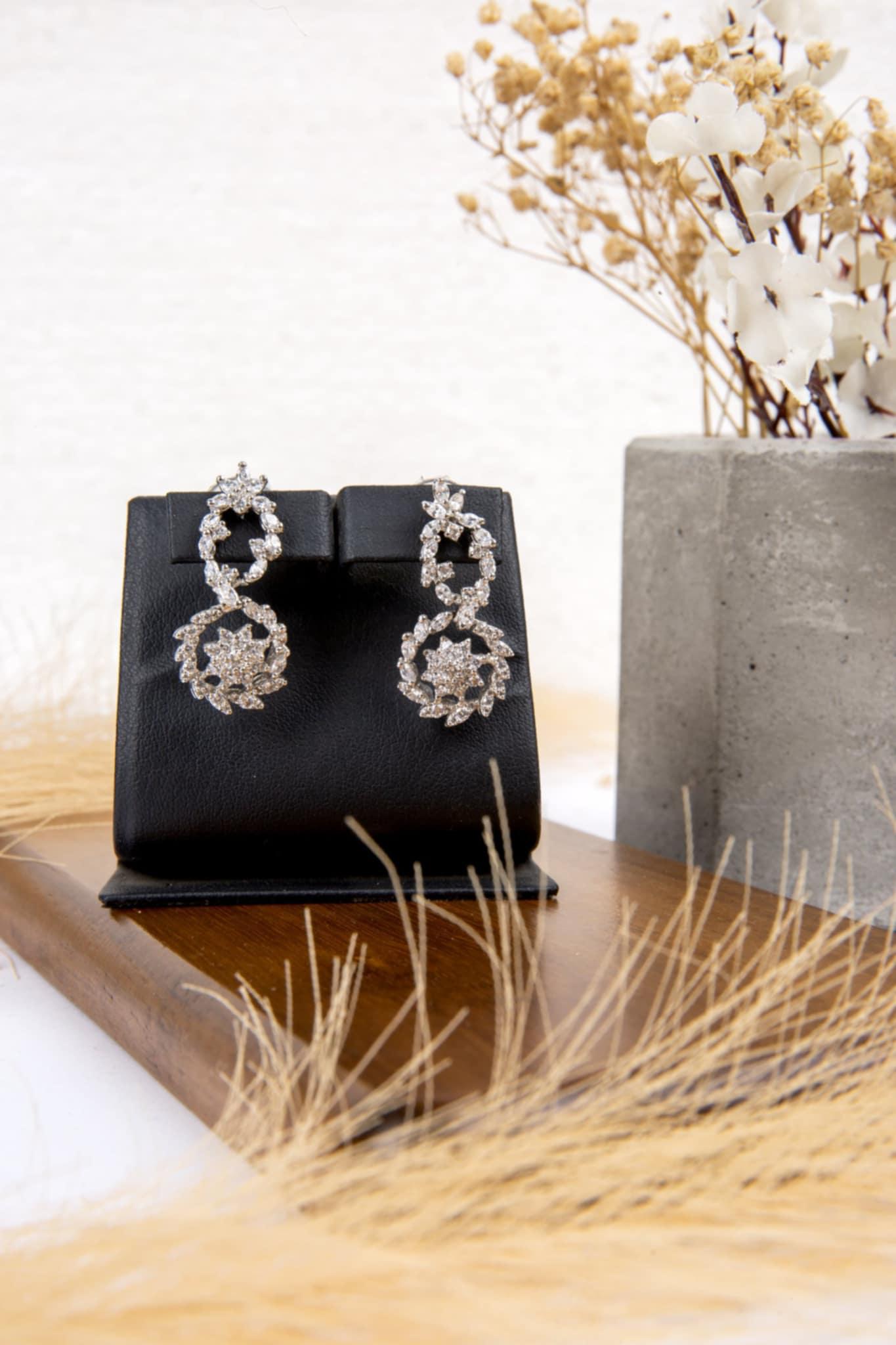 silver zircon diamond Earring