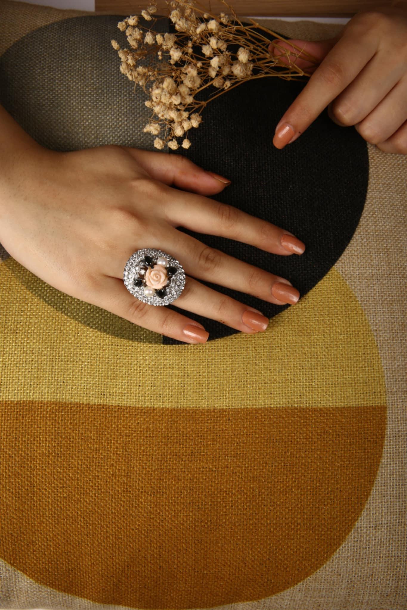 Antique Rose Silver Ring