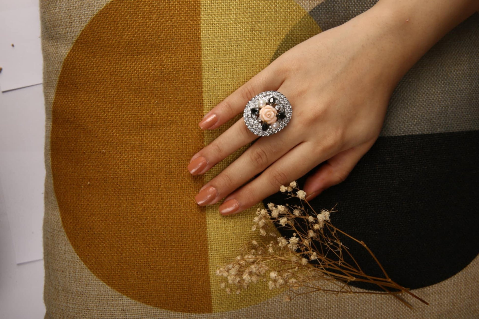 Antique Rose Silver Ring