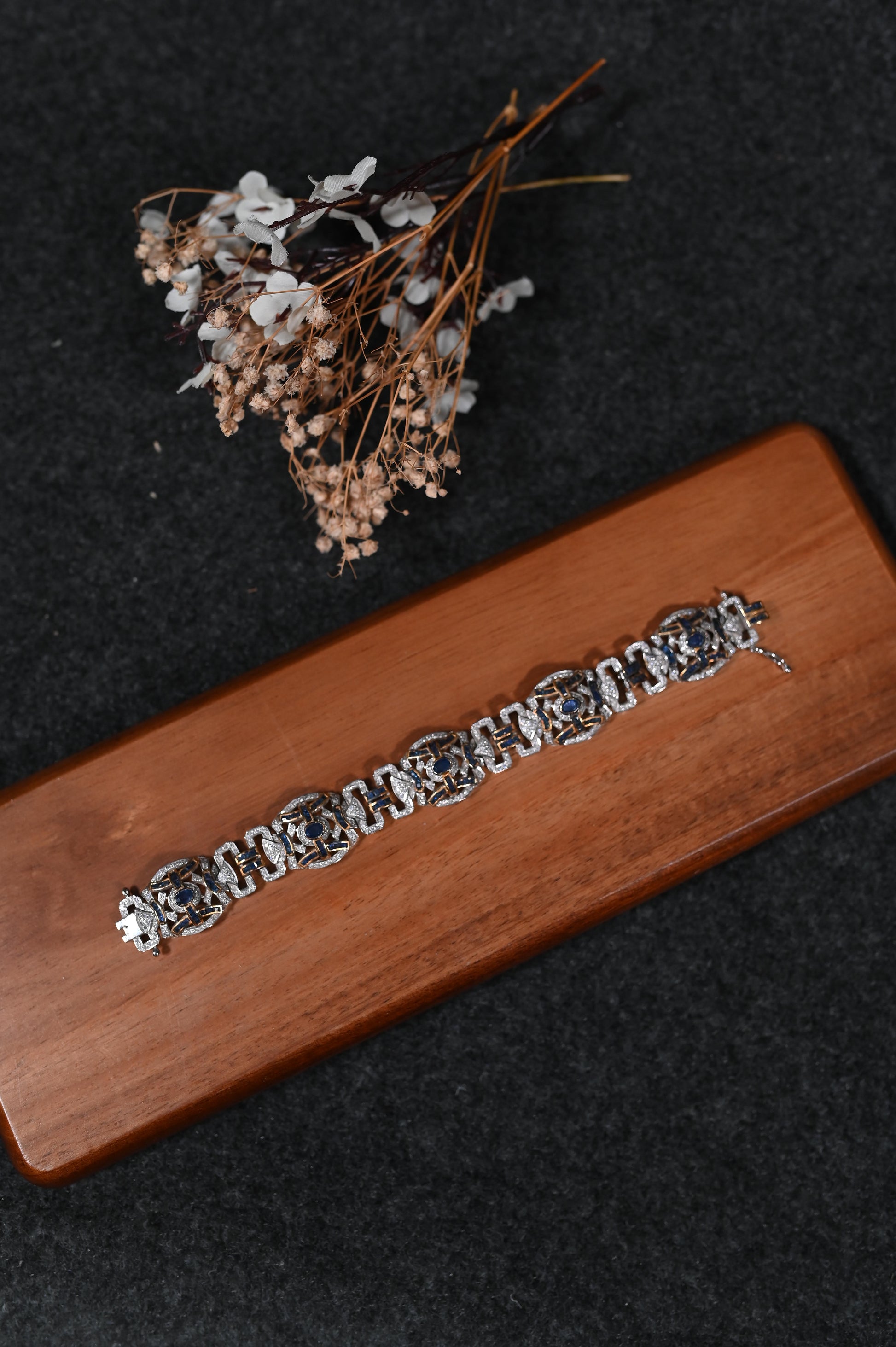 silver blue bracelet