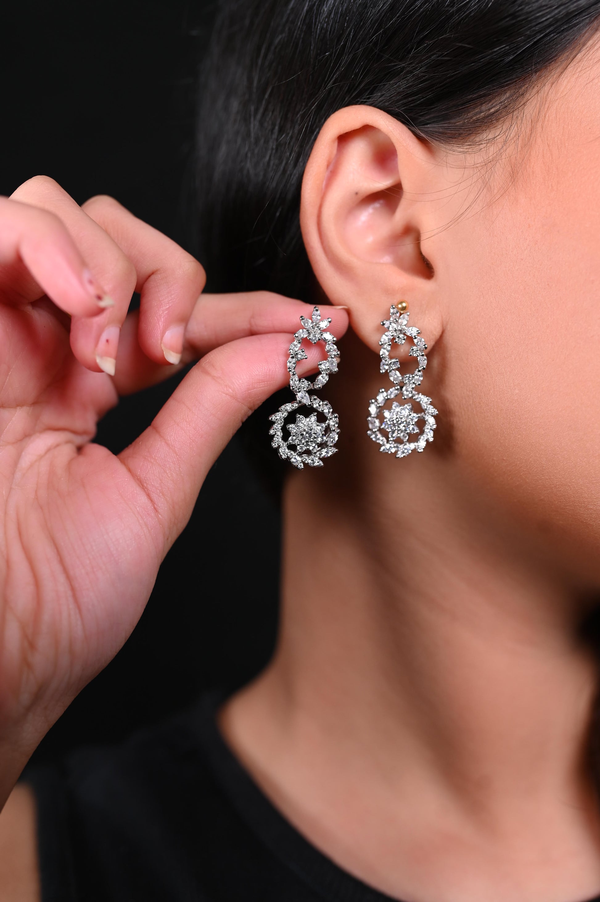 silver zircon diamond Earring