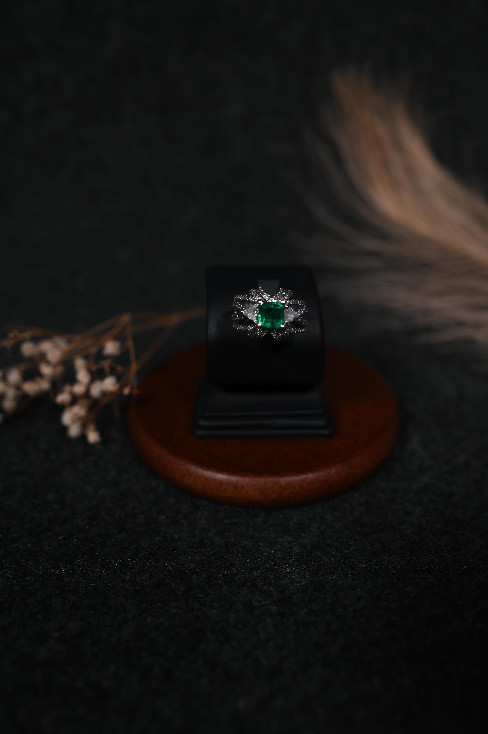 Silver Green Stone Ring