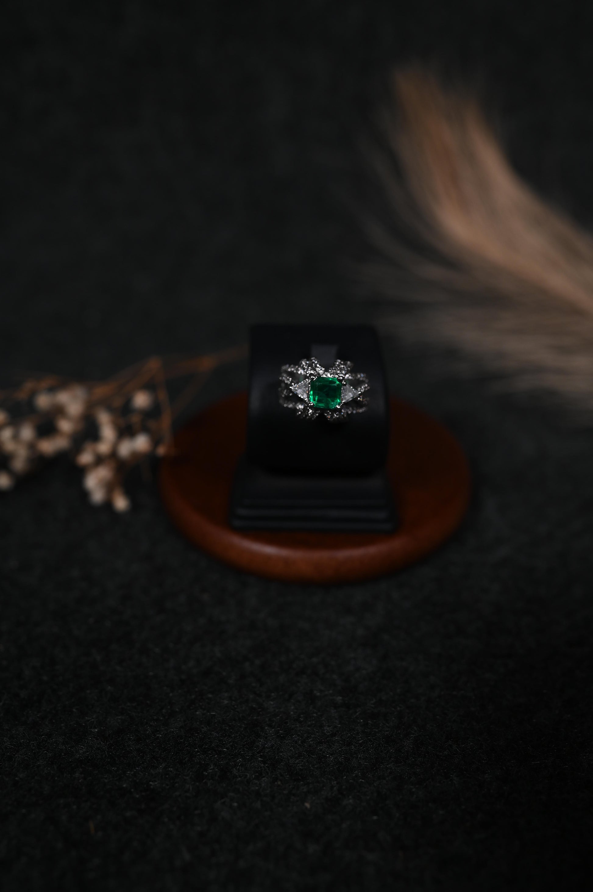 Silver Green Stone Ring