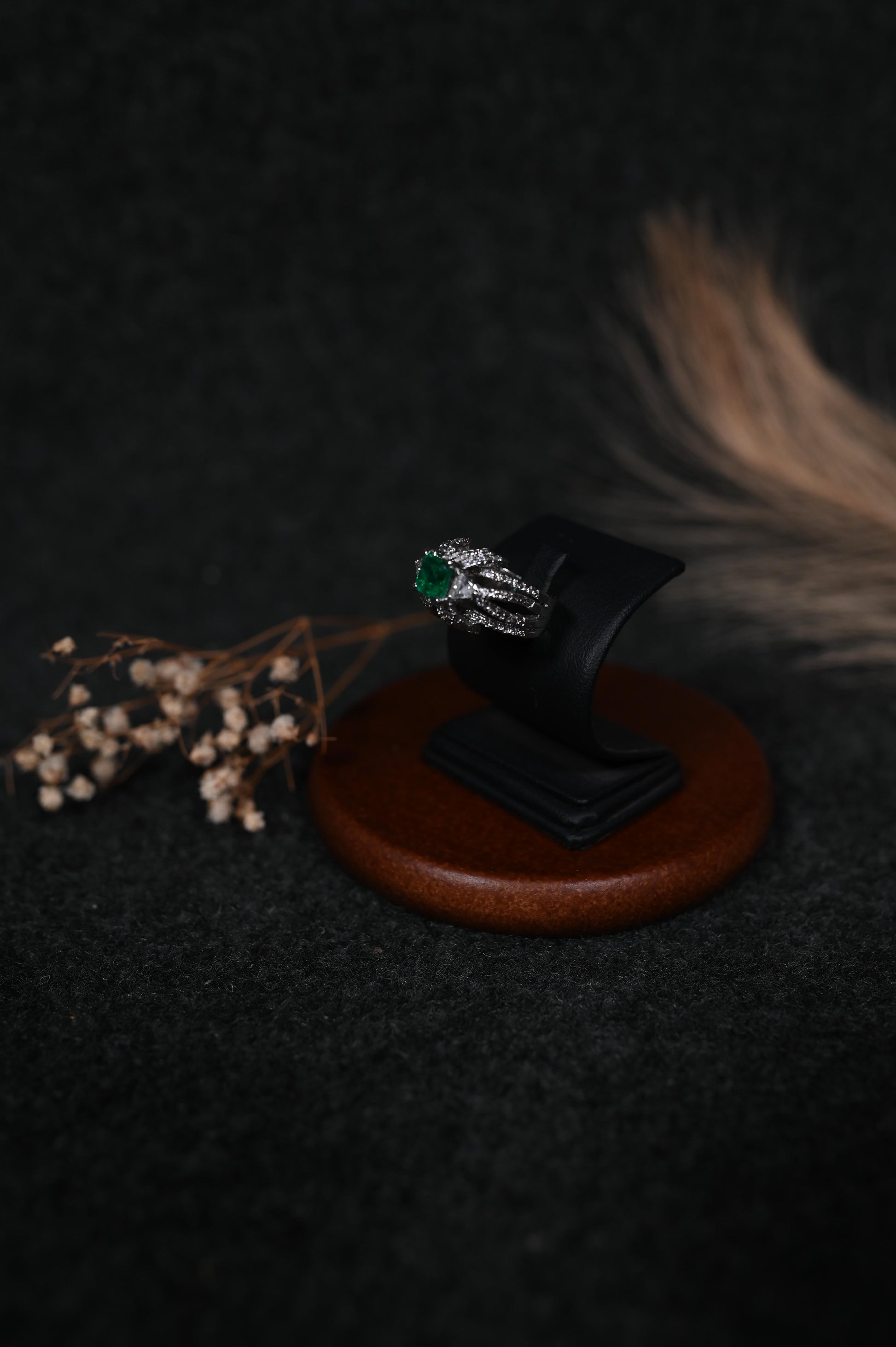 Silver Green Stone Ring
