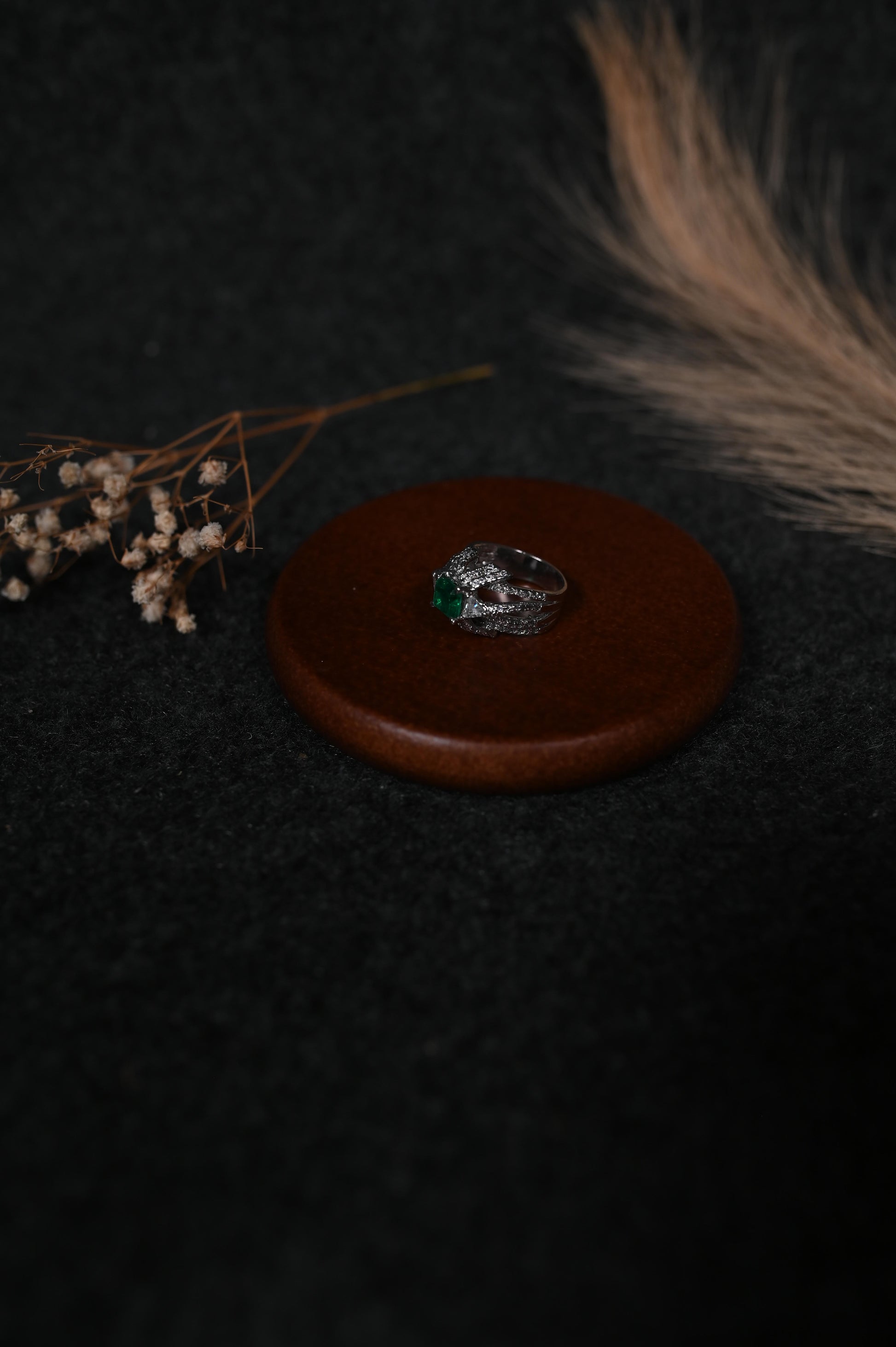 Silver Green Stone Ring