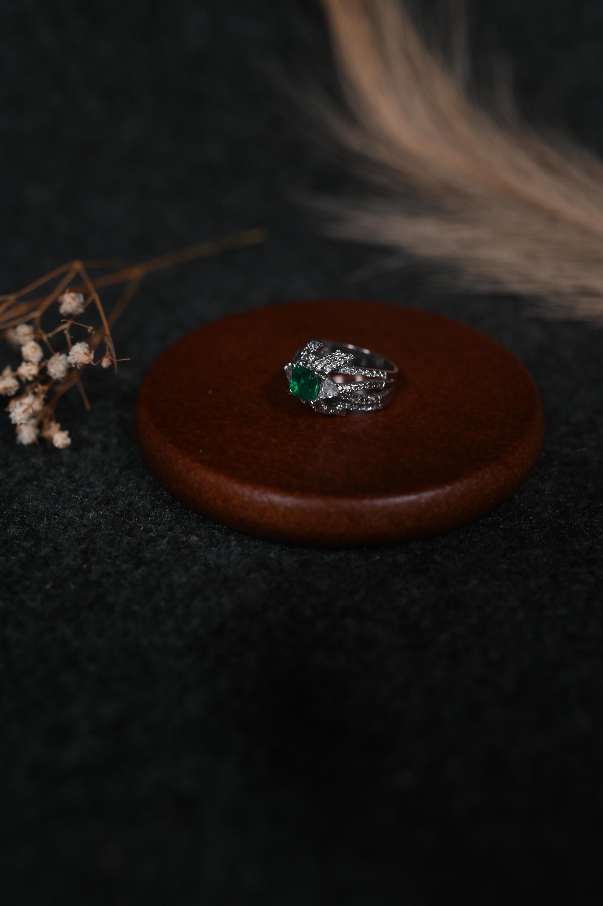 Silver Green Stone Ring