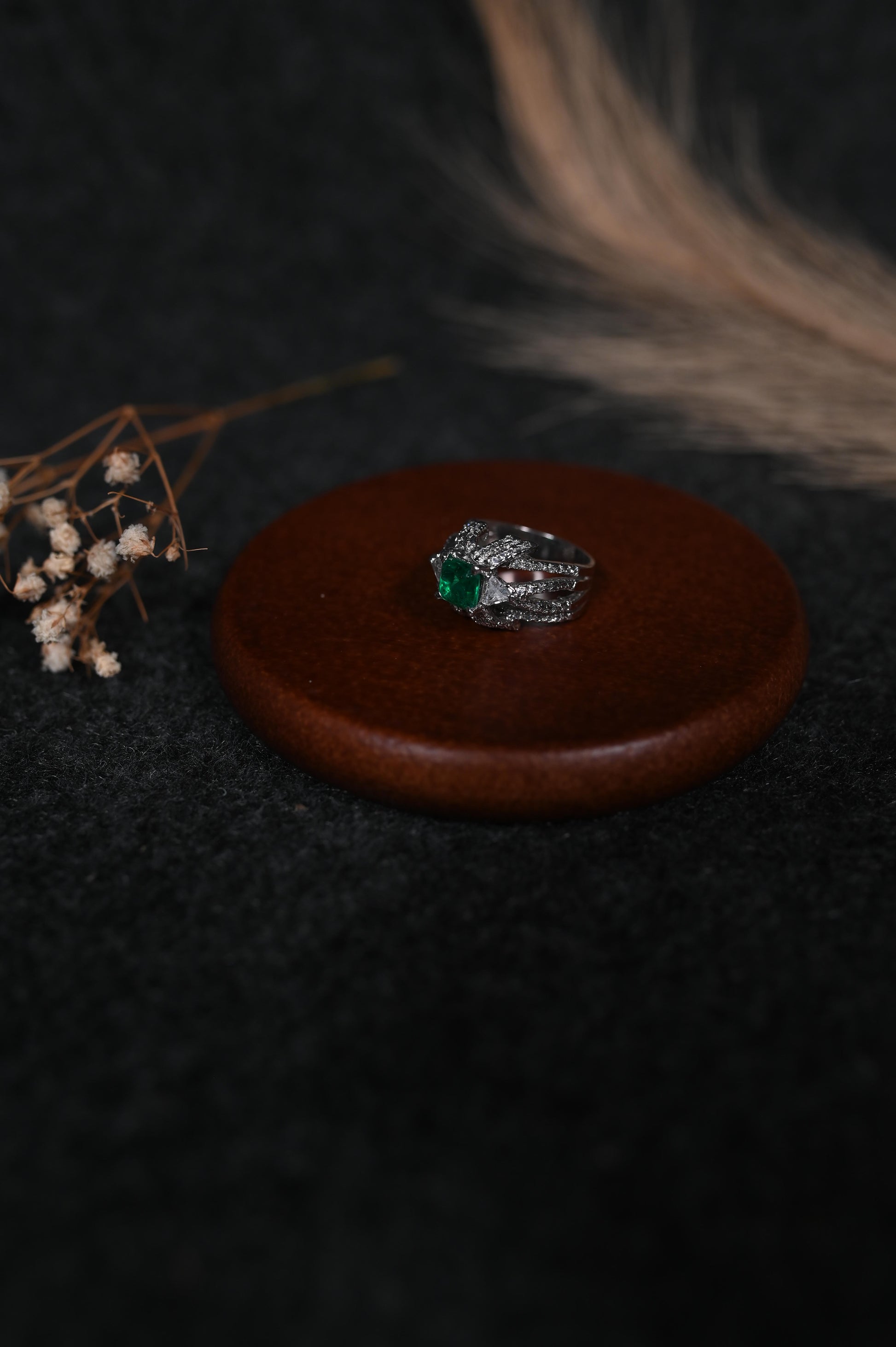 Silver Green Stone Ring
