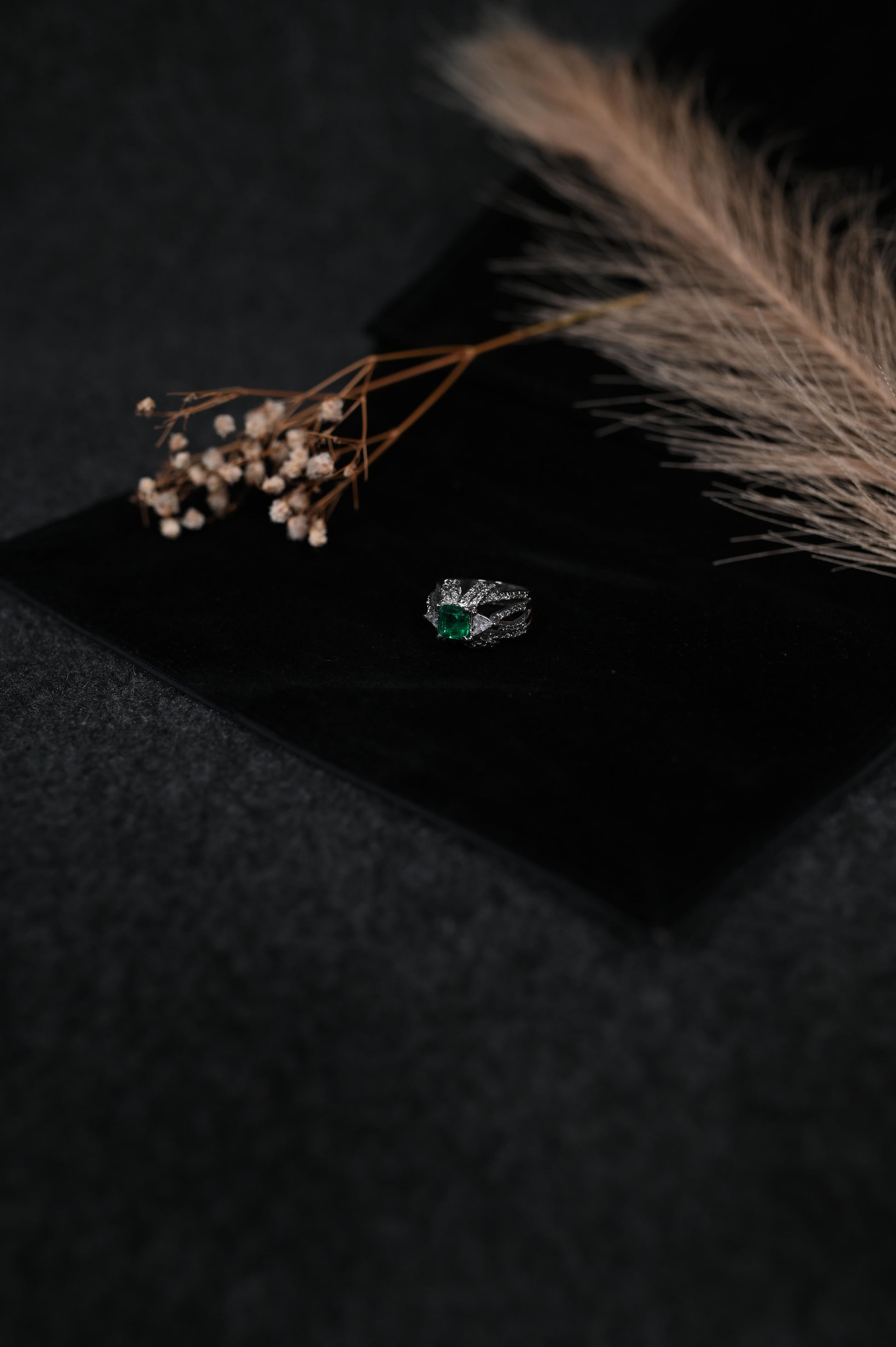 Silver Green Stone Ring