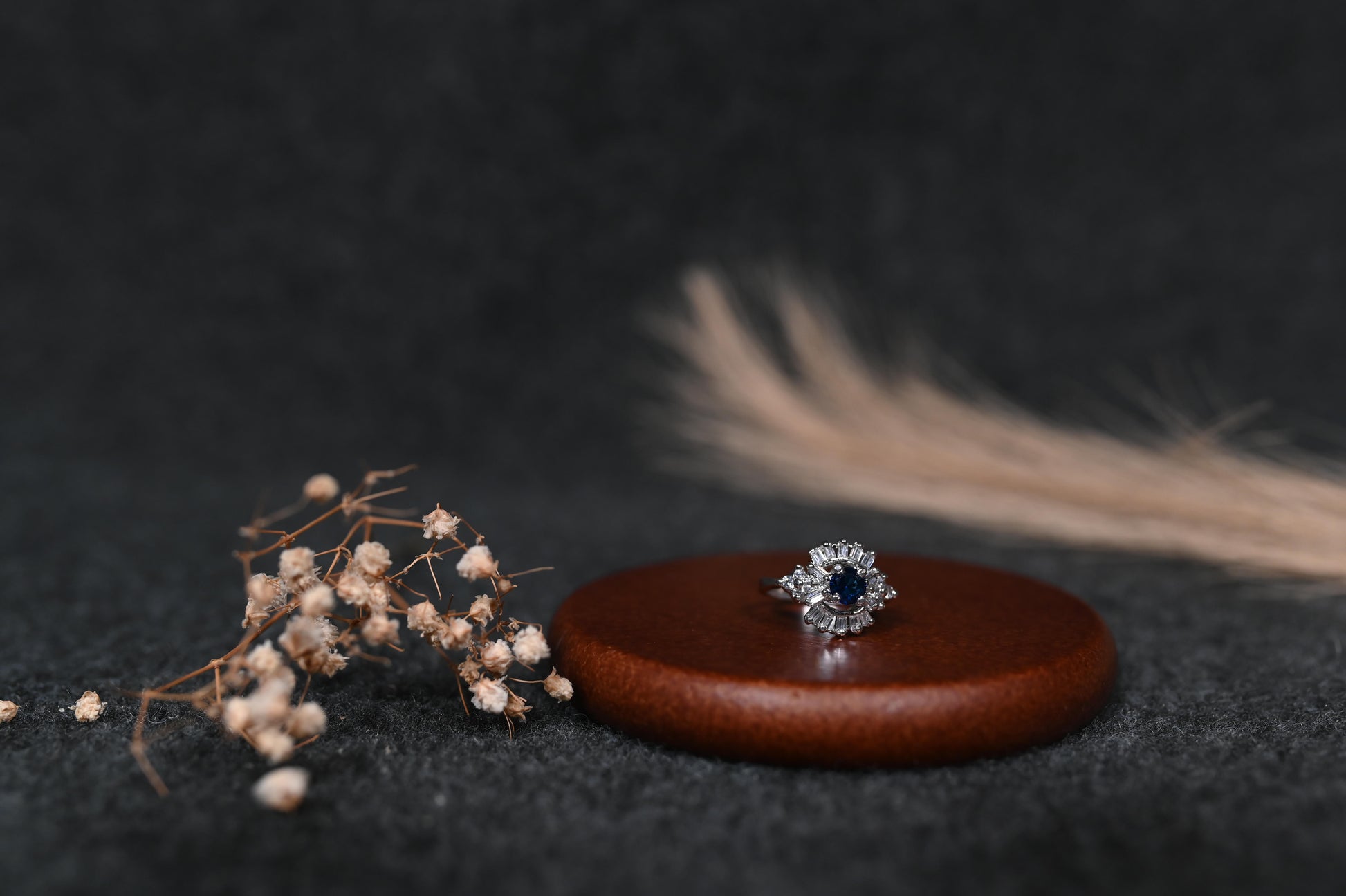 silver blue diamond ring