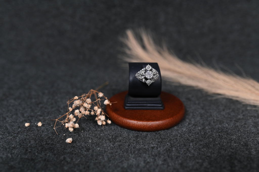 silver zircon stones ring