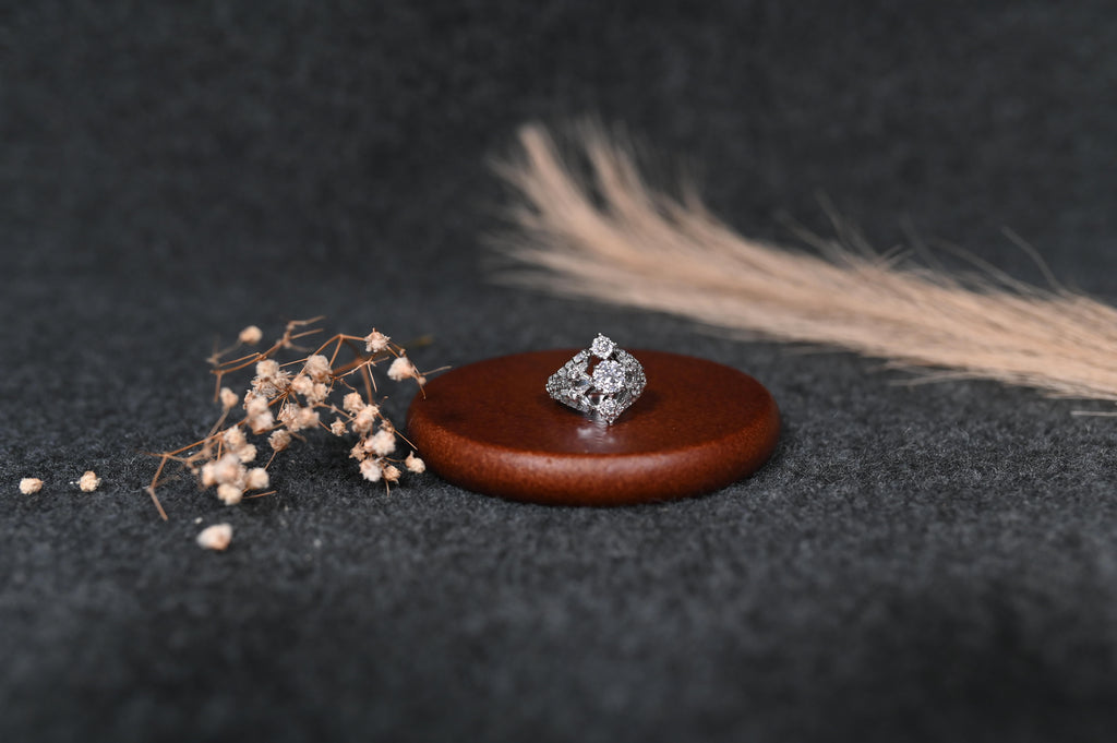 silver zircon stones ring