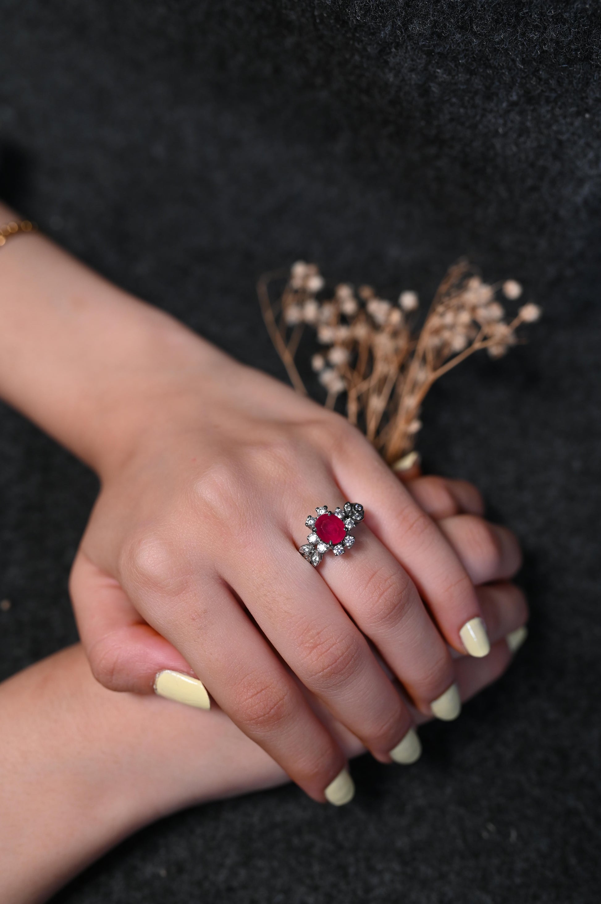 Rumi and Diamond  silver Ring