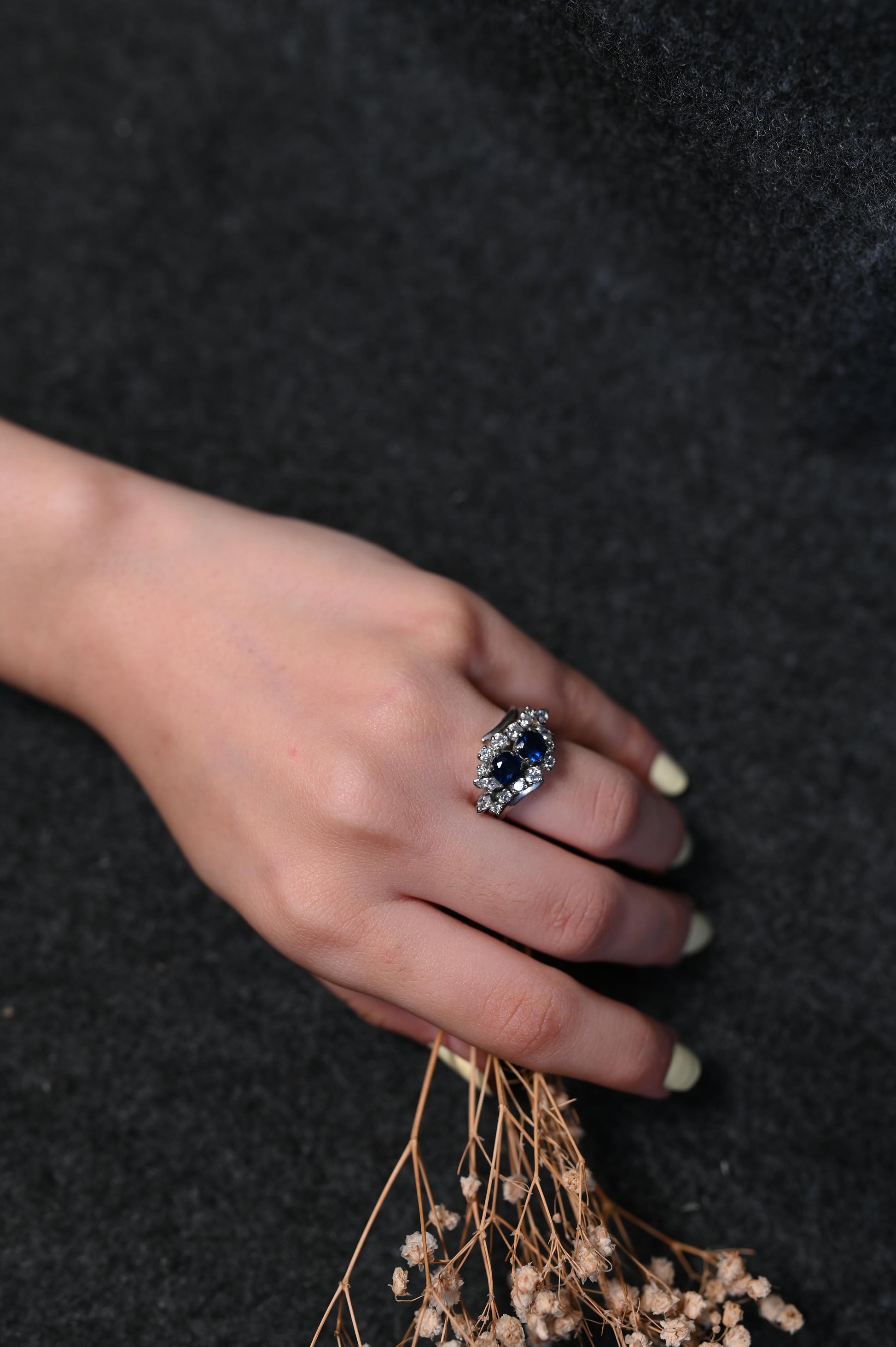 silver blue ring