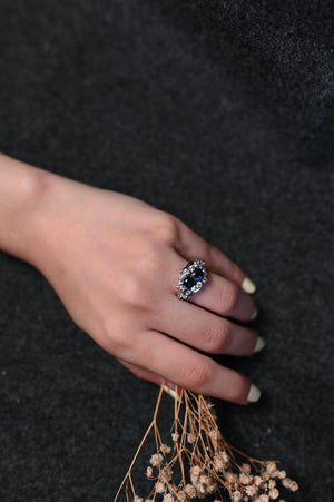 silver blue ring