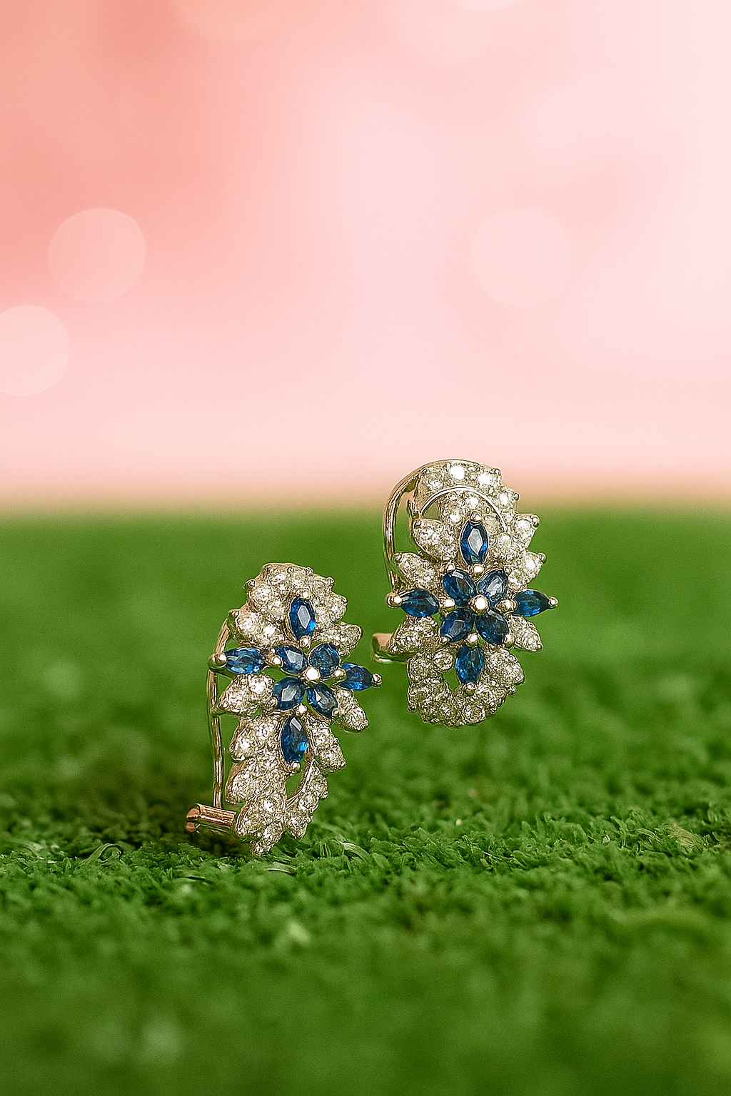 Blue Crystal Bloom Earrings